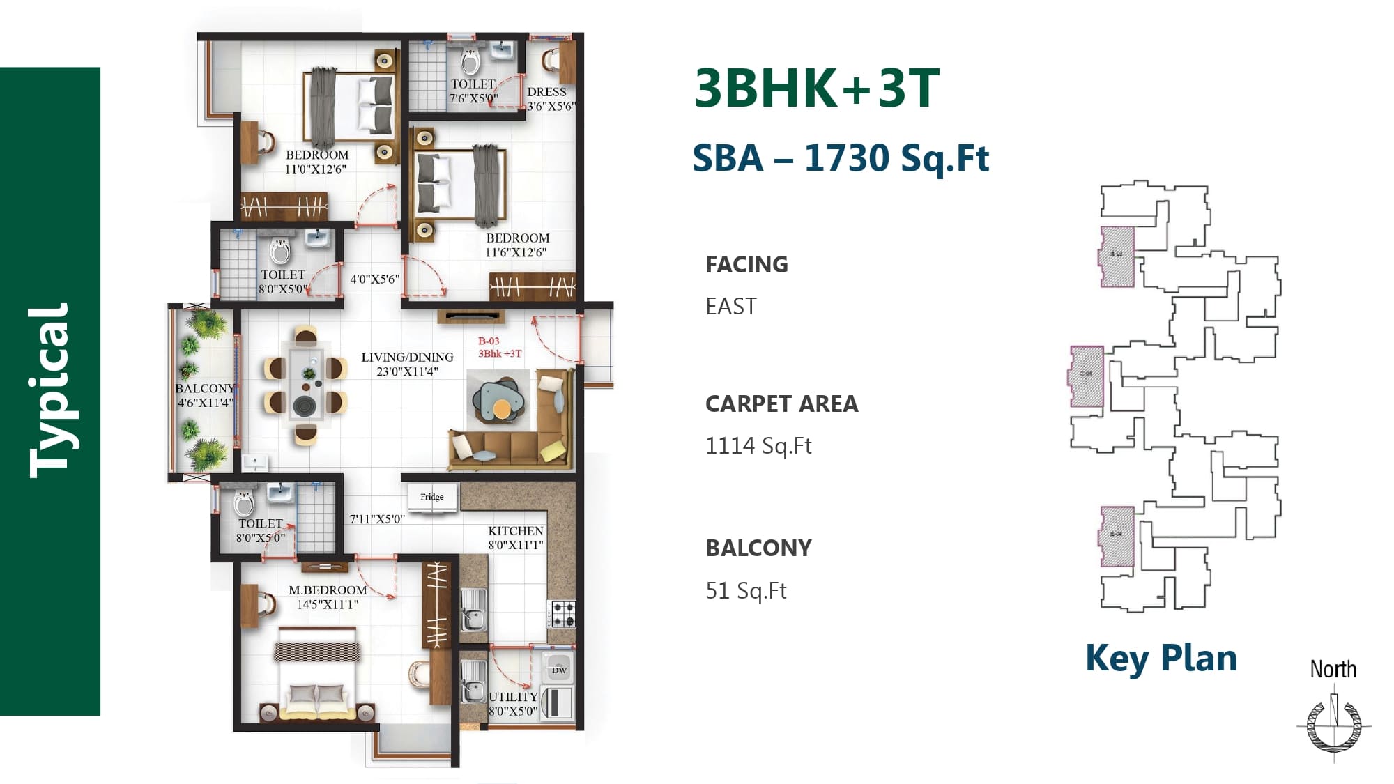 3 BHK Floor Plan